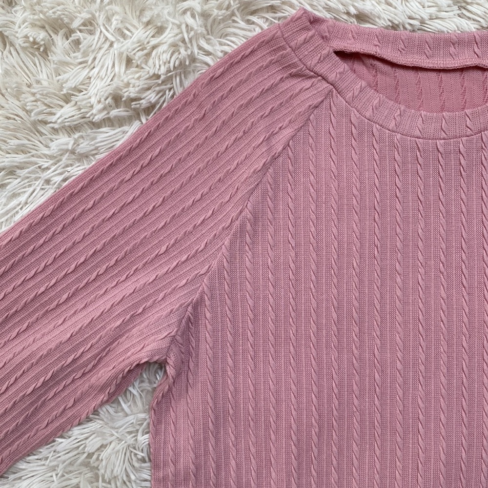 Boutique Cable Pattern Top ๐ Pink - Picture 5 of 11